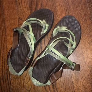 Green double strap chacos